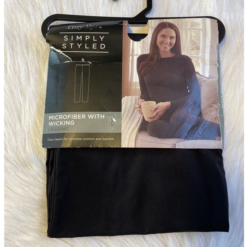 Cozy Ups By Simply Styled Legging Womens Size Small Black Microfiber Wicking